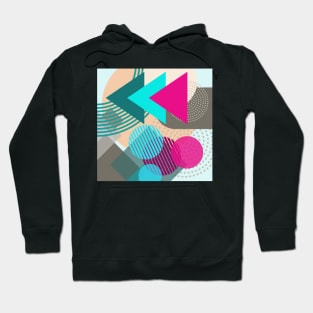 Modern Geometric Pattern Vibrant Aqua Hot Pink Retro Style Hoodie